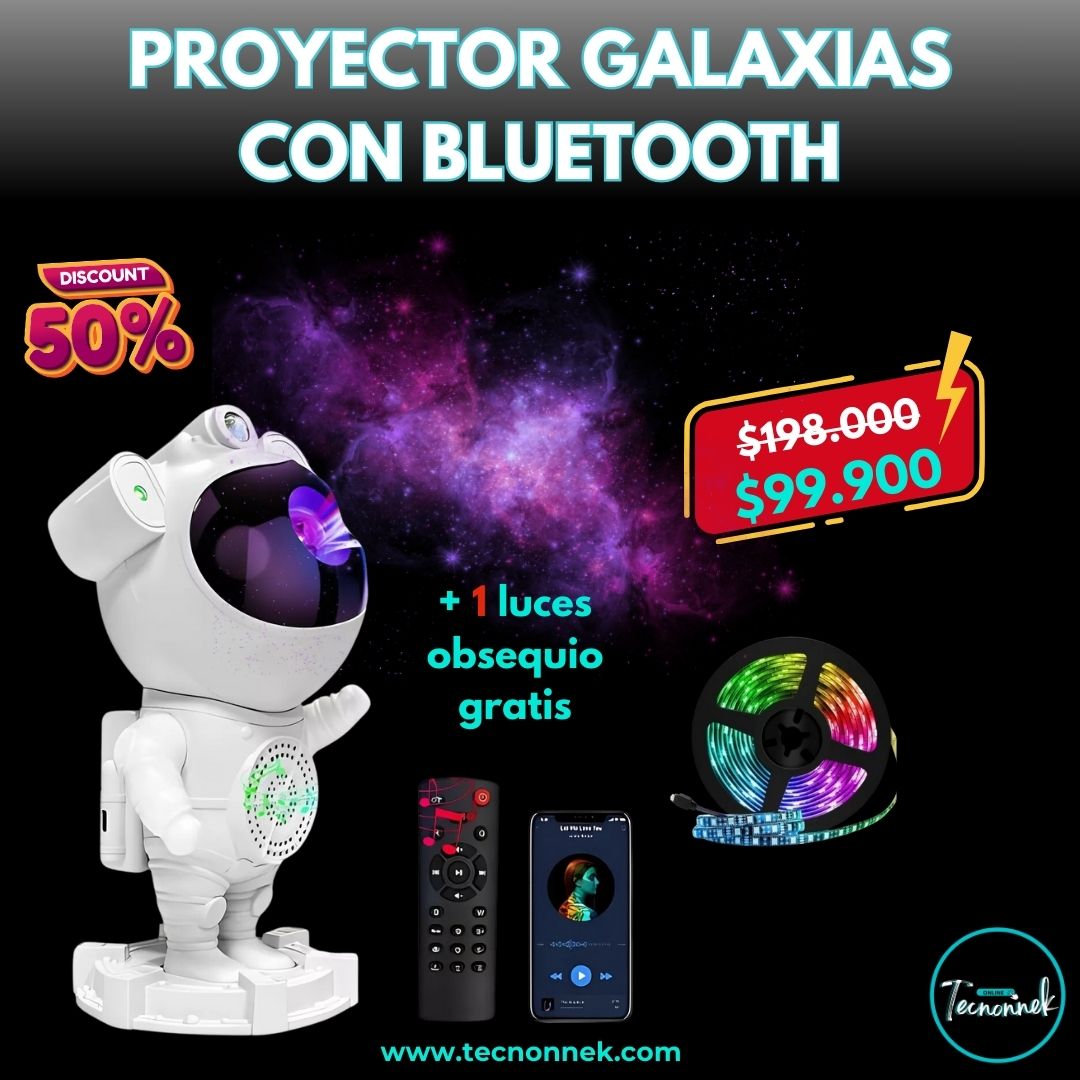 Proyector Galaxias Luna Astronauta Bluetooth Parlante + LUCES DE OBSEQUIO