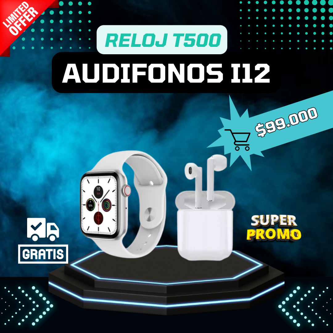Super combo Reloj Inteligente Táctil W26 Plus + Audífonos Inalámbricos I12