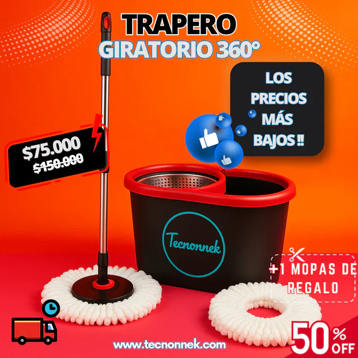 TRAPERO 360 GRANDE EXCLUSIVO + 1 MOPA DE REGALO 🚚 ¡ENVÍO GRATIS a todo el país!