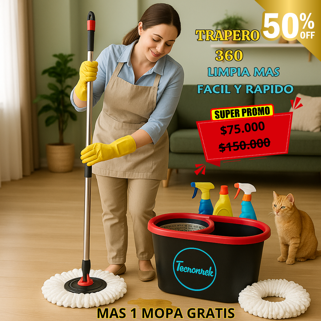 TRAPERO GRANDE EXCLUSIVO + 1 MOPA DE REGALO 🚚 ¡ENVÍO GRATIS a todo el país!