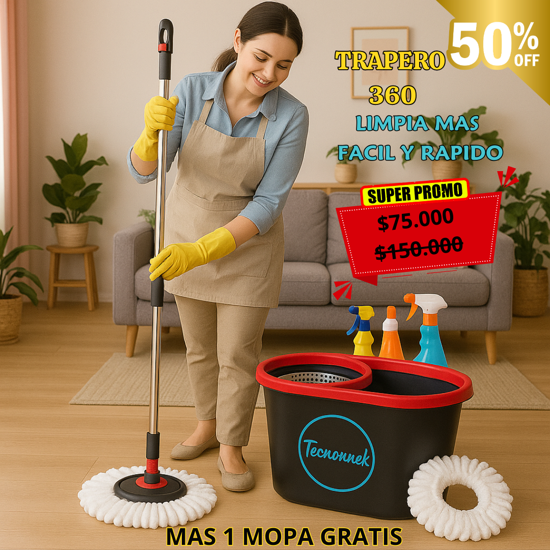 TRAPERO GRANDE EXCLUSIVO + 1 MOPA DE REGALO 🚚 ¡ENVÍO GRATIS a todo el país!