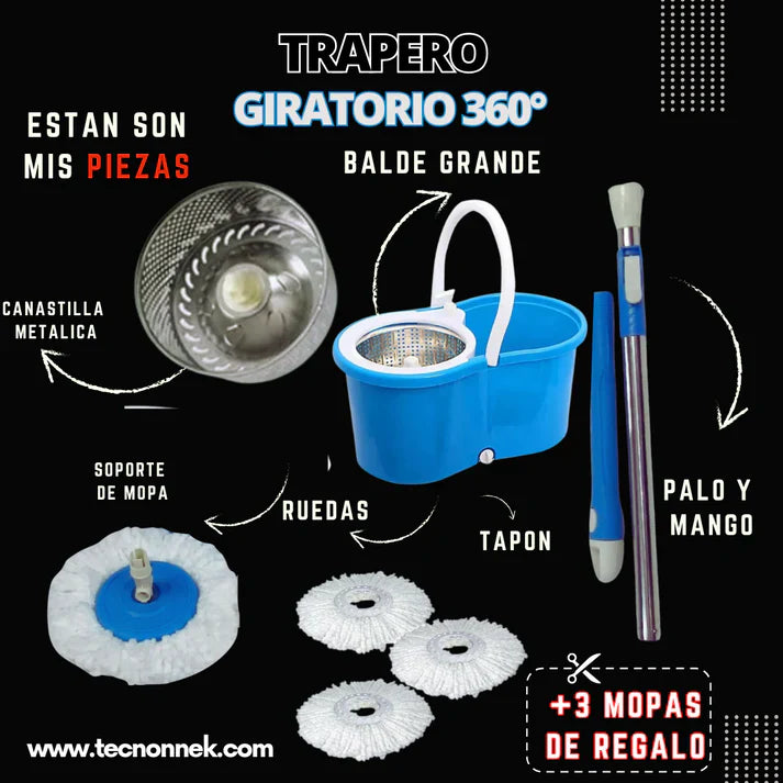 TRAPERO 360 GRANDE EXCLUSIVO + 1 MOPA DE REGALO 🚚 ¡ENVÍO GRATIS a todo el país!